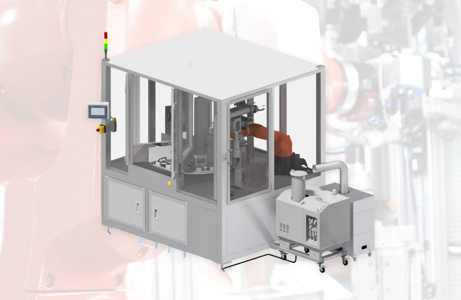 Halbautomatische Klebeanlage mit IO-Link-Sensorik