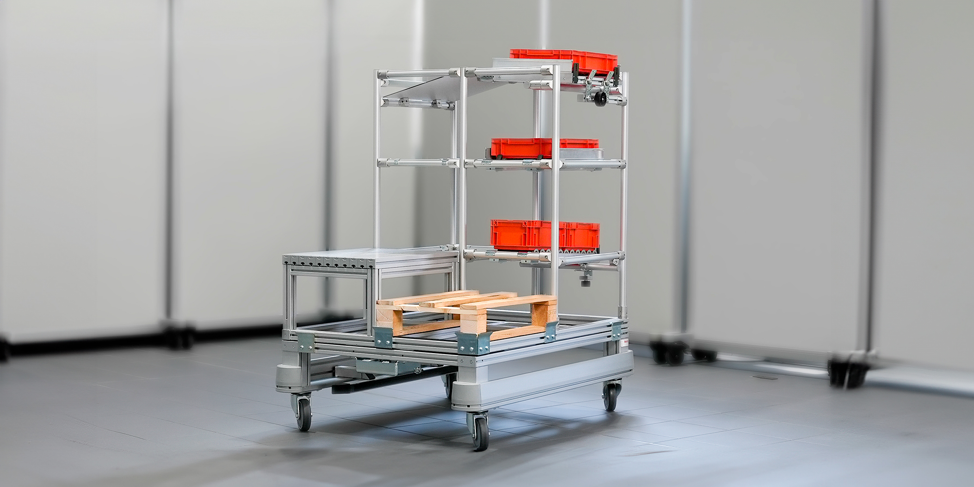 Base Carts und Top Module von item für fahrerlose Transportfahrzeuge